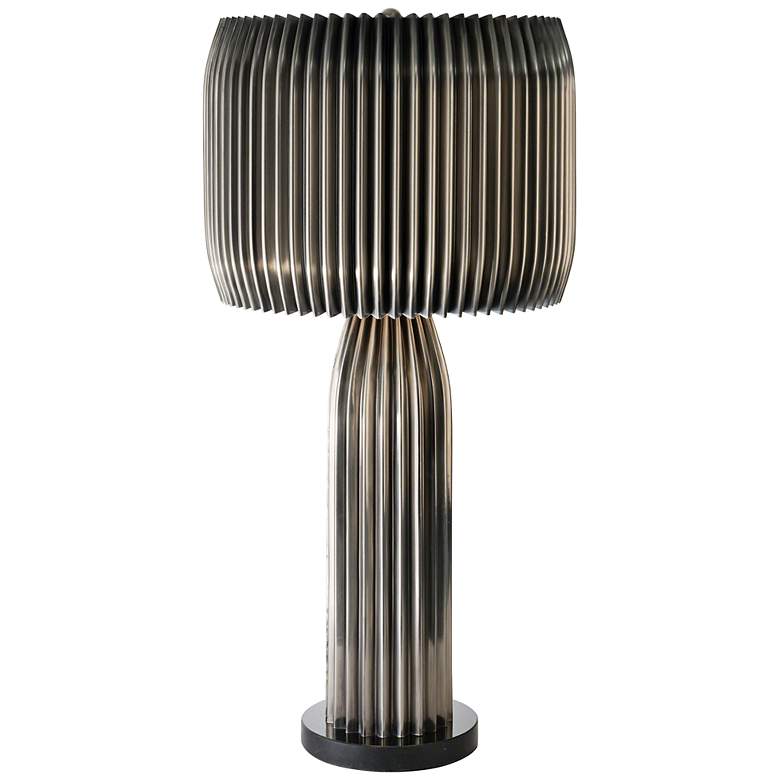 Image 1 Global Views Crimp 33" Nickel Finish Crimped Steel Modern Table Lamp