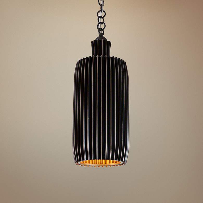 Image 1 Global Views Crimp Bar 9" Wide Bronze Mini Pendant Light