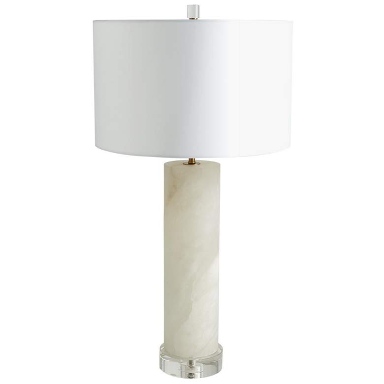 Image 1 Global Views Cylinder 28 inch High White Alabaster Stone Table Lamp