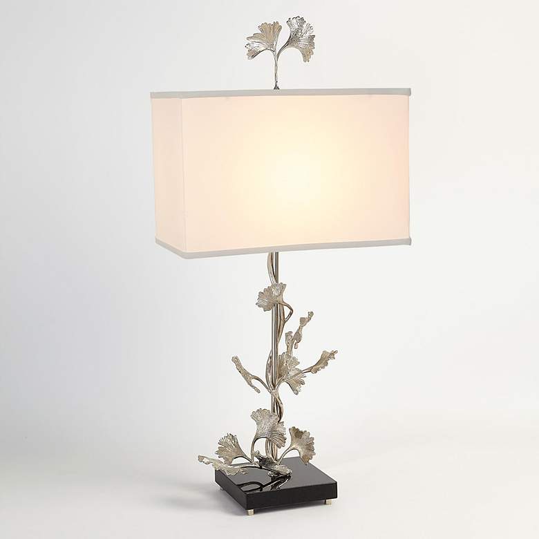 Image 4 Global Views Ginkgo 35 3/4" High Leaf Motif Polished Nickel Table Lamp more views