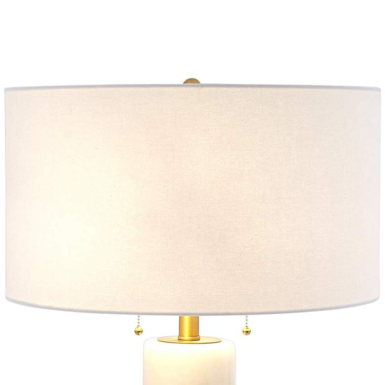 Image 2 Global Views Hollis 31" White Marble and Brass Metal Cinch Table Lamp more views