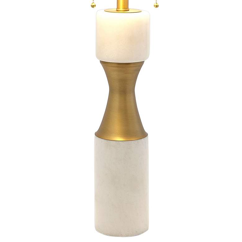 Image 3 Global Views Hollis 31" White Marble and Brass Metal Cinch Table Lamp more views