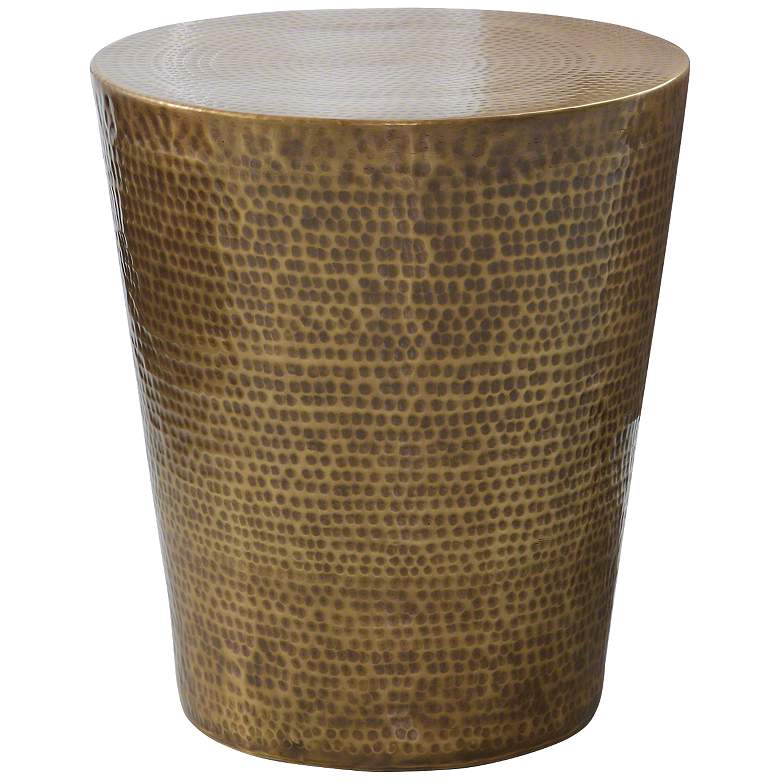 Image 1 Global Views Izmir Hammered Antique Brass Side Table