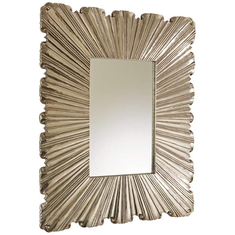 Image 1 Global Views Linen Fold Silver 31 1/2" x 39 1/4" Wall Mirror