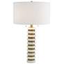 Global Views Marble Stack 30.5" White and Brass Modern Table Lamp