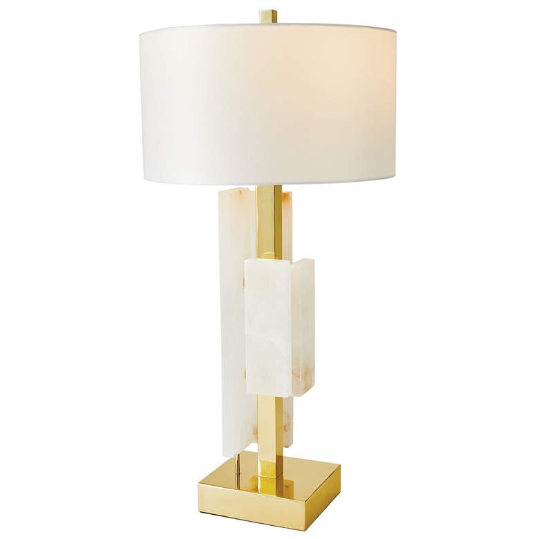 Image 1 Global Views Posh Block 36.5 inch Brass and White Modern Table Lamp