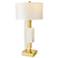 Global Views Posh Block 36.5" Brass and White Modern Table Lamp