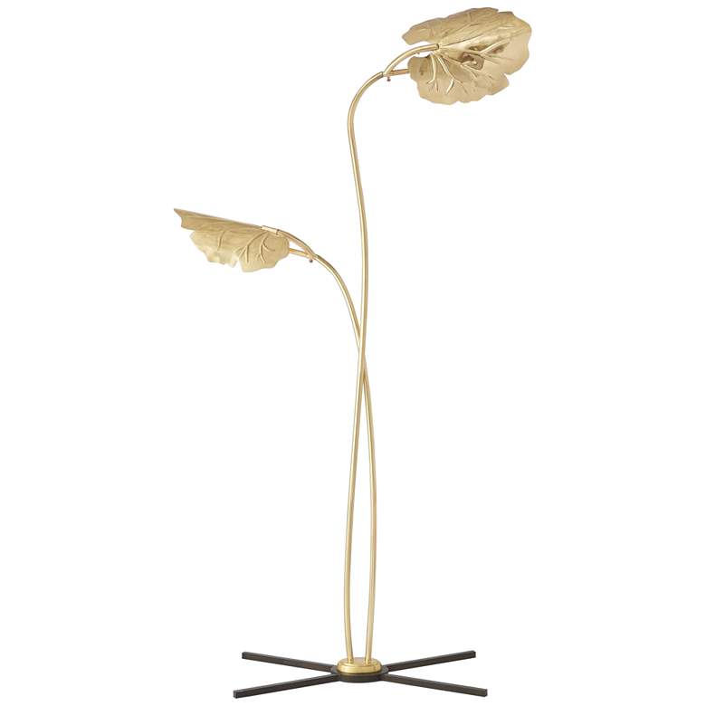 Image 2 Global Views Rimini 74" Satin Brass Metal Leaves Floor Lamp