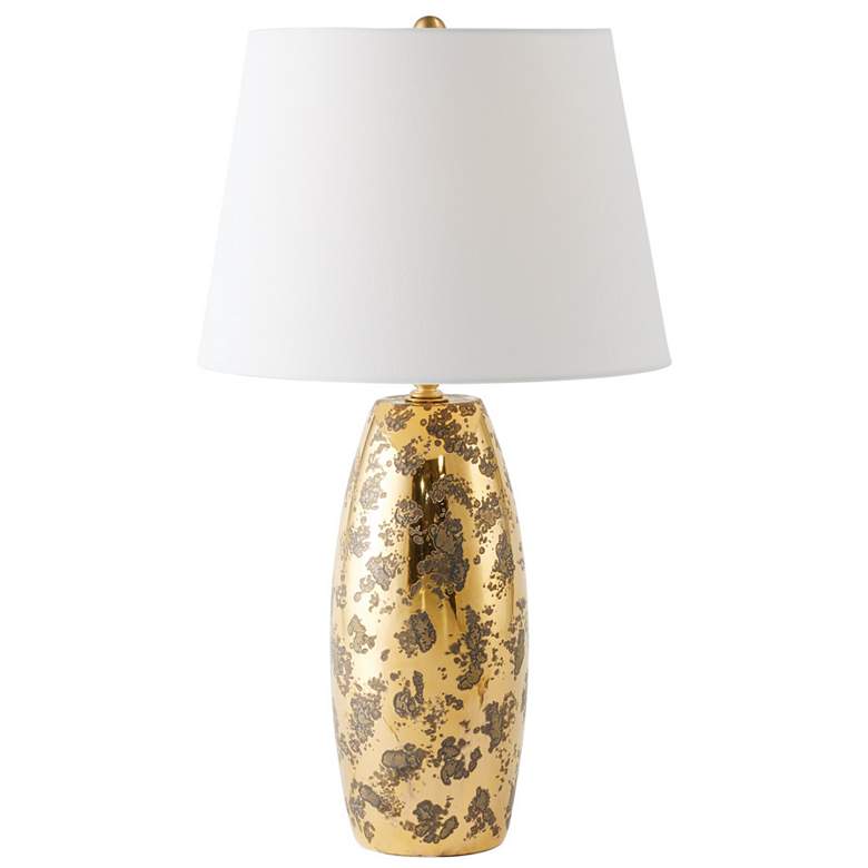 Image 1 Global Views Shiny Barrel 30" High Spotted Gold Ceramic Table Lamp
