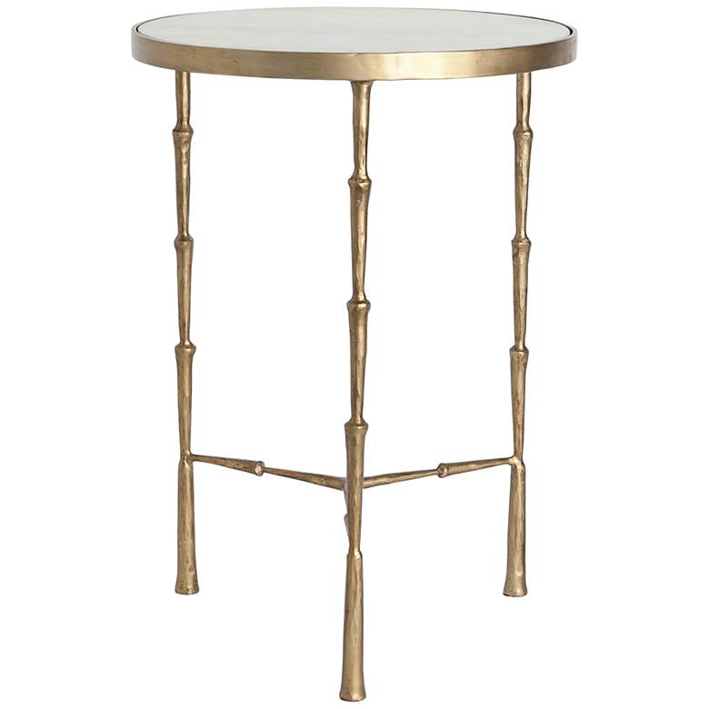 Image 1 Global Views Spike Antique Brass Marble Top Accent Table