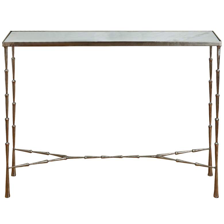 Image 1 Global Views Spike Antique Nickel Marble Top Console Table