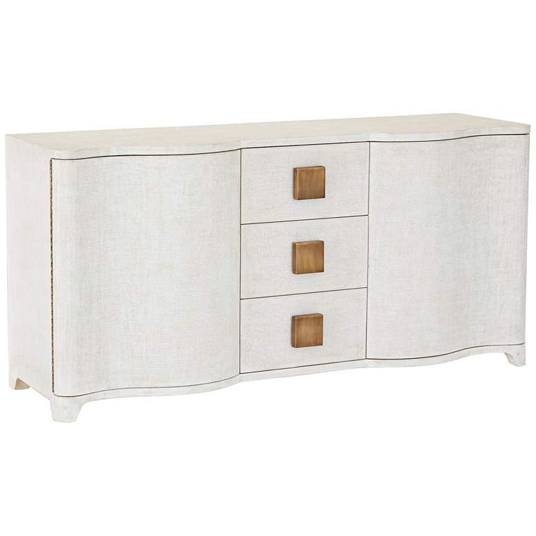 Image 1 Global Views Toile 66 inch Wide Belgian Linen 3-Drawer Credenza