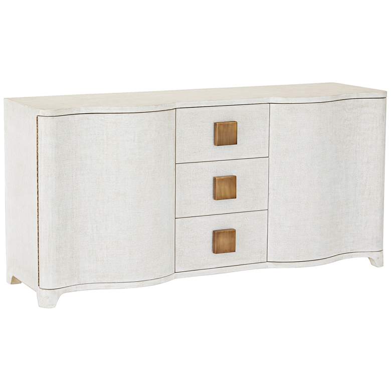 Image 1 Global Views Toile 66" Wide Belgian Linen 3-Drawer Credenza