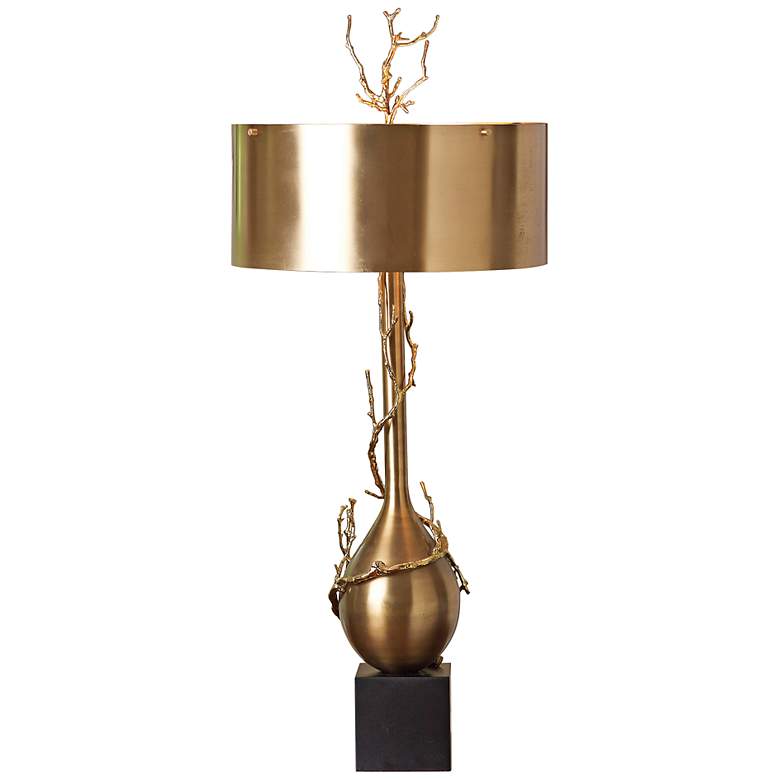 Image 1 Global Views Twig Bulb 40" High Antique Brass Table Lamp