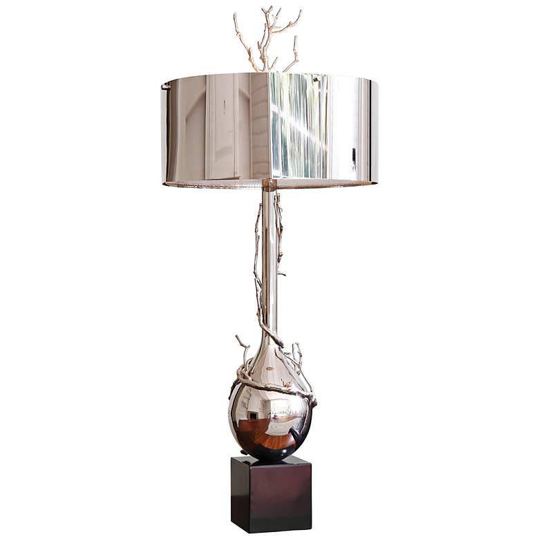 Image 2 Global Views Twig Bulb 40 inch Modern Polished Nickel Table Lamp