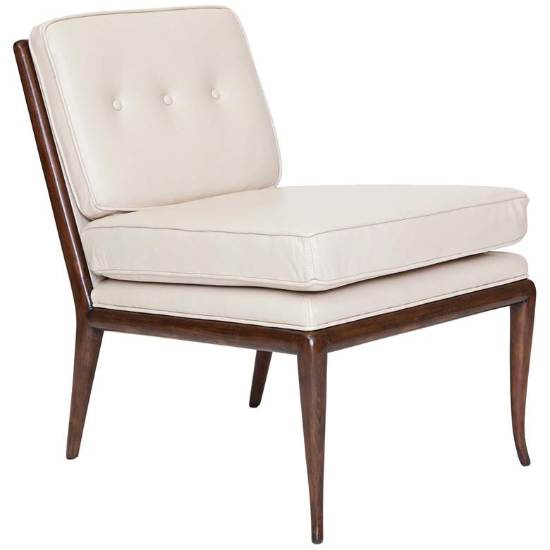 Image 1 Global Views Wilson Beige Leather and Walnut Accent Chair