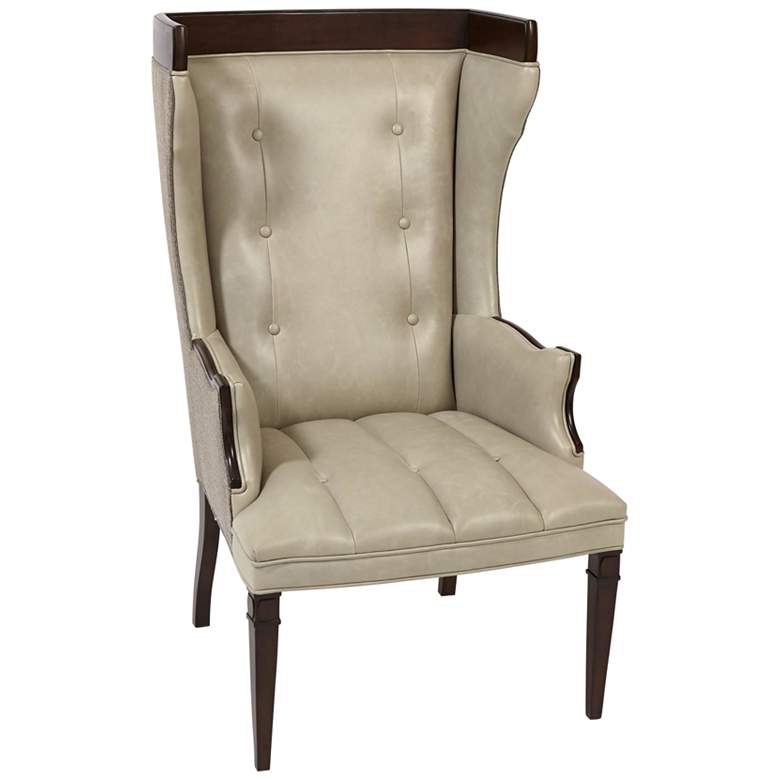 Global Views Wrenn Tufted Woven Fabric and Leather Armchair