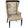 Global Views Wrenn Tufted Woven Fabric and Leather Armchair
