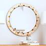 Global White Bone 30" Round Wall Mirror in scene