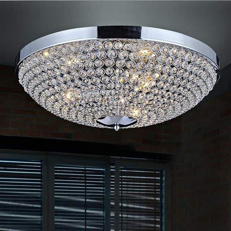 Image 2 Globe 20" Wide Chrome Bowl Ceiling Light