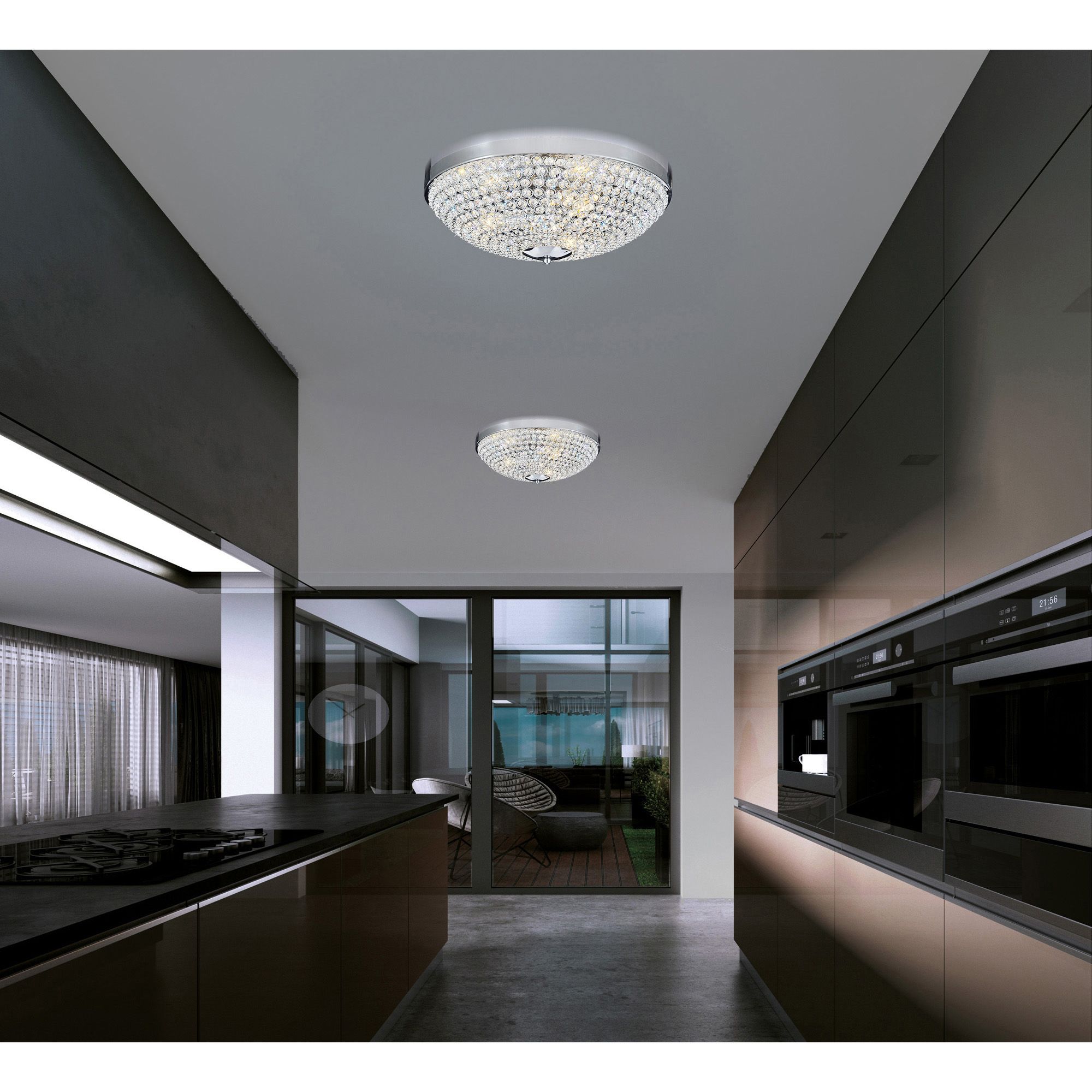 Globe 20" Wide Chrome Bowl Ceiling Light in scene