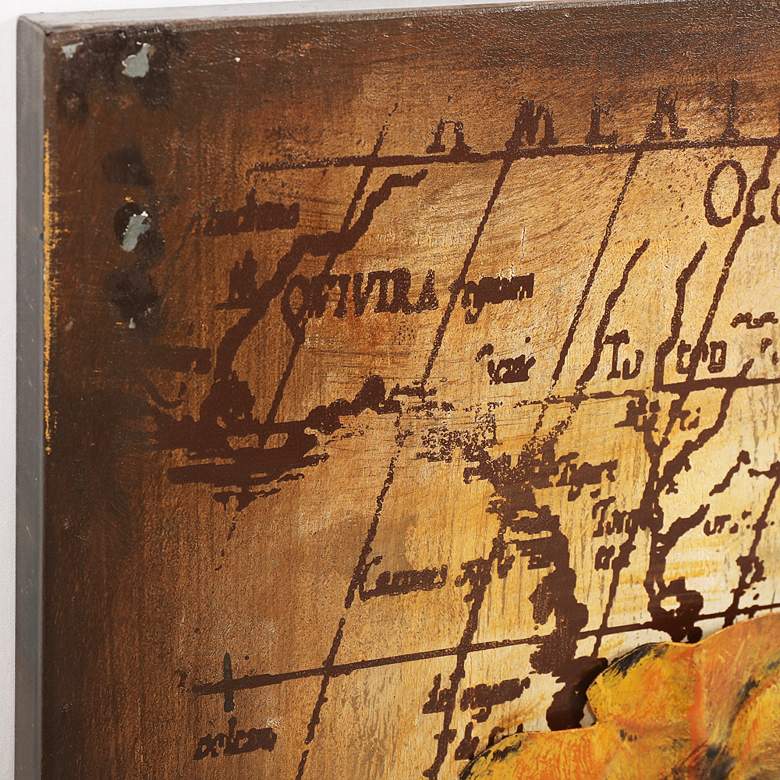 Image 5 Globe Map 48" Wide Mixed Media Metal Dimensional Earth Wall Art more views