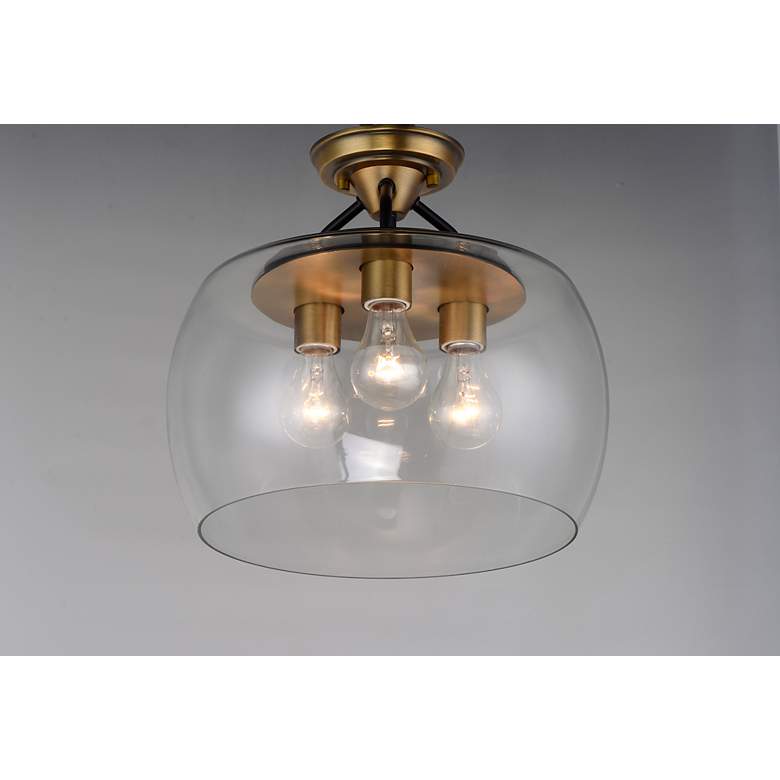 Image 3 Globlet 13 1/2" Wide Bronze with Brass 3-Light Ceiling Light more views
