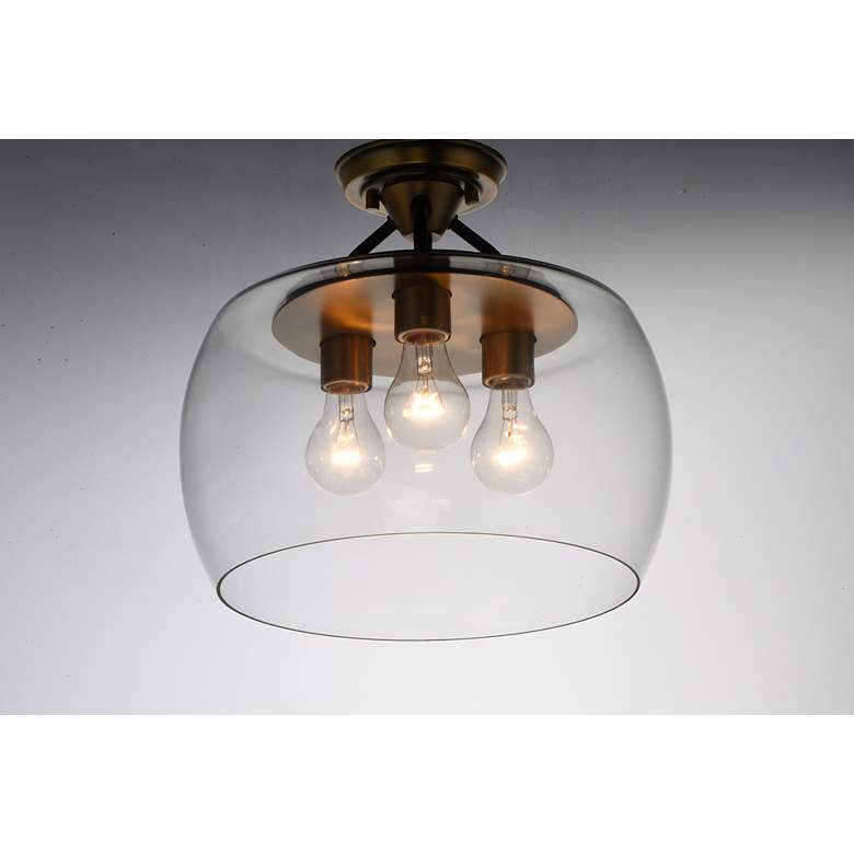 Image 4 Globlet 13 1/2" Wide Bronze with Brass 3-Light Ceiling Light more views