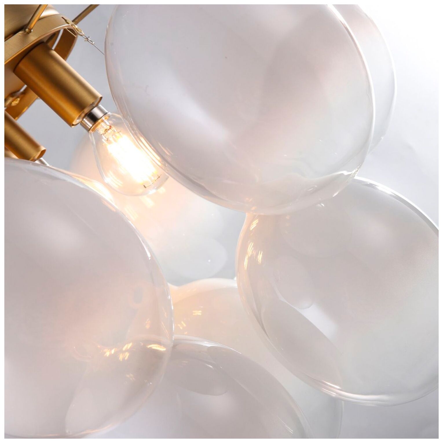 Image 5 Globo 15.75" Wide 4-Light Brass Semi-Flush Mount w/ Milky White Glass  more views