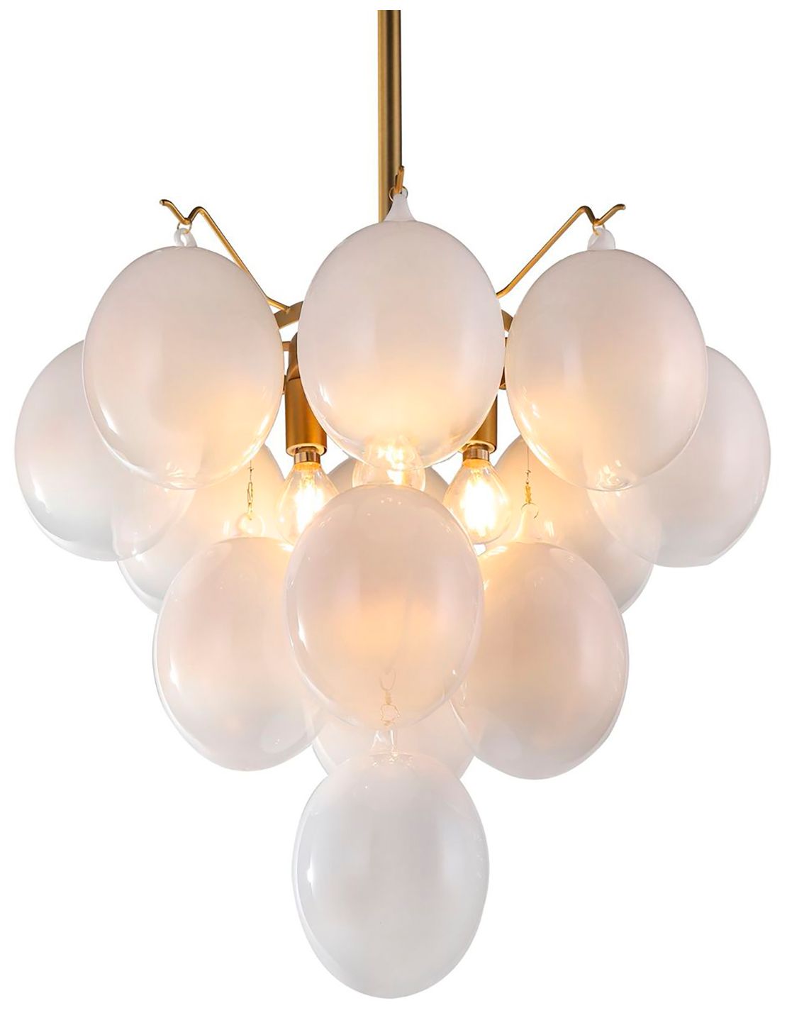 Image 2 Globo 18" Wide 5-Light Brass Chandelier With Milky White Glass Shade more views