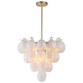 Image1 of Globo 25" Wide 9-Light Brass Chandelier With Milky White Glass Shade