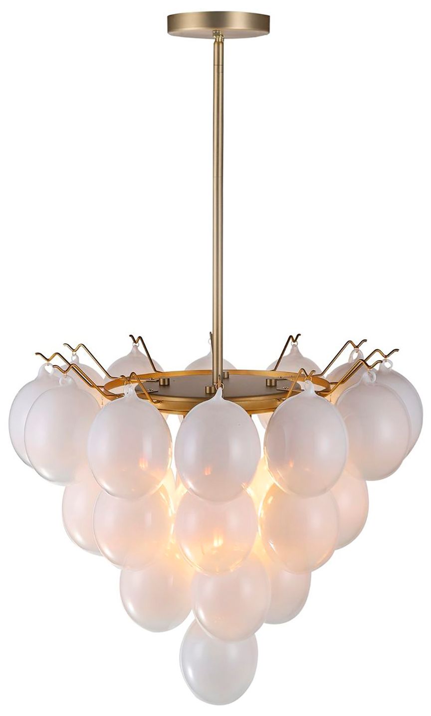 Image 3 Globo 25" Wide 9-Light Brass Chandelier With Milky White Glass Shade more views