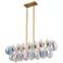 Globo 43.25" Wide 8-Light Brass Island Light With Iridescent Glass Sha