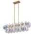 Globo 43.25" Wide 8-Light Brass Island Light With Iridescent Glass Sha