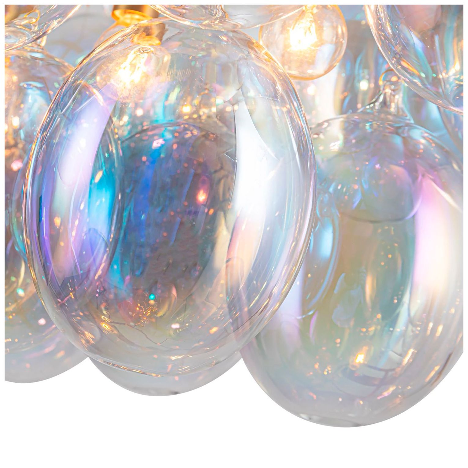 Image 4 Globo 43.25" Wide 8-Light Brass Island Light With Iridescent Glass Sha more views
