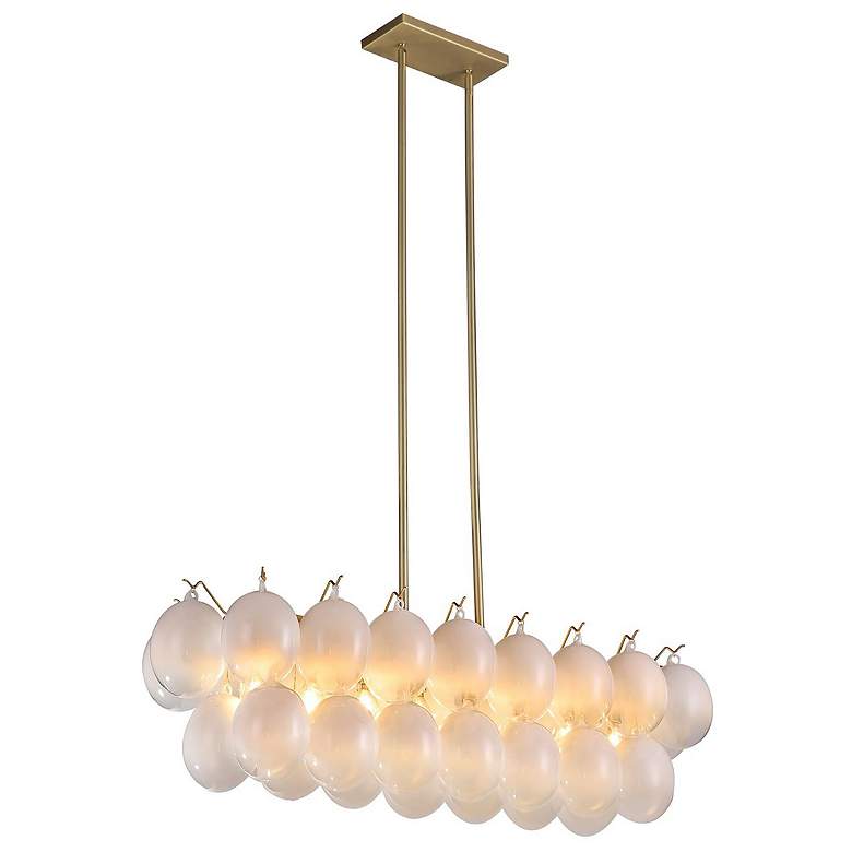 Image 1 Globo 43.25" Wide 8-Light Brass Island Light With Milky White Glass Sh