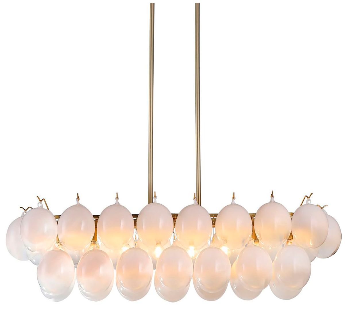 Image 3 Globo 43.25" Wide 8-Light Brass Island Light With Milky White Glass Sh more views