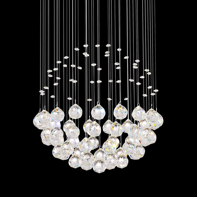Image 1 Globus 16 inch Wide Chrome and Glass Halogen Pendant Light
