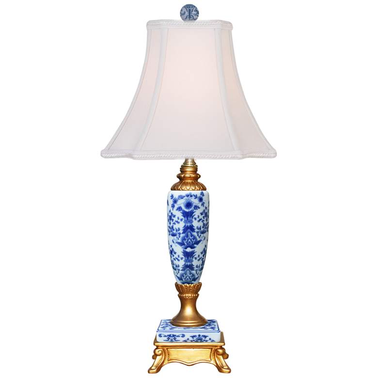 Image 1 Gloria 18 1/2"H Blue and White Secretary Table Lamp