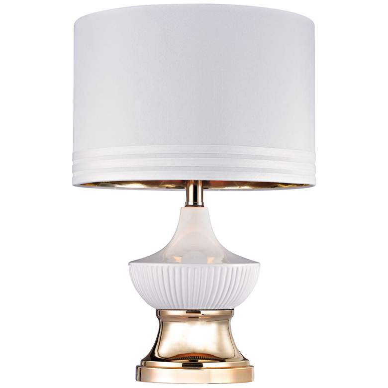 Image 1 Gloria Ribbed Genie Gloss White and Gold Table Lamp