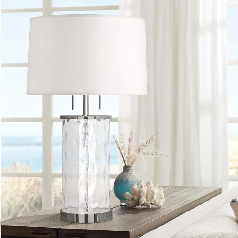 Image 1 Gloria Wavy Glass with Polished Nickel Accents Table Lamp
