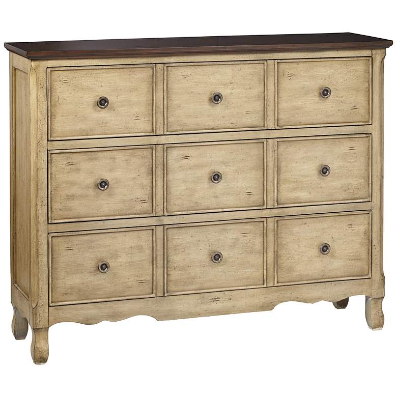 Image 1 Glorianna 3-Drawer Distressed Linen Accent Chest