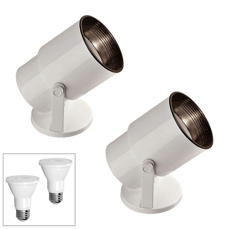 Image 1 Gloss White 8 inchH 2700K LED Adjustable Accent Uplight Set of 2