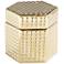 Glossy Golden 4 1/4" Wide Hexagon Ceramic Decorative Box