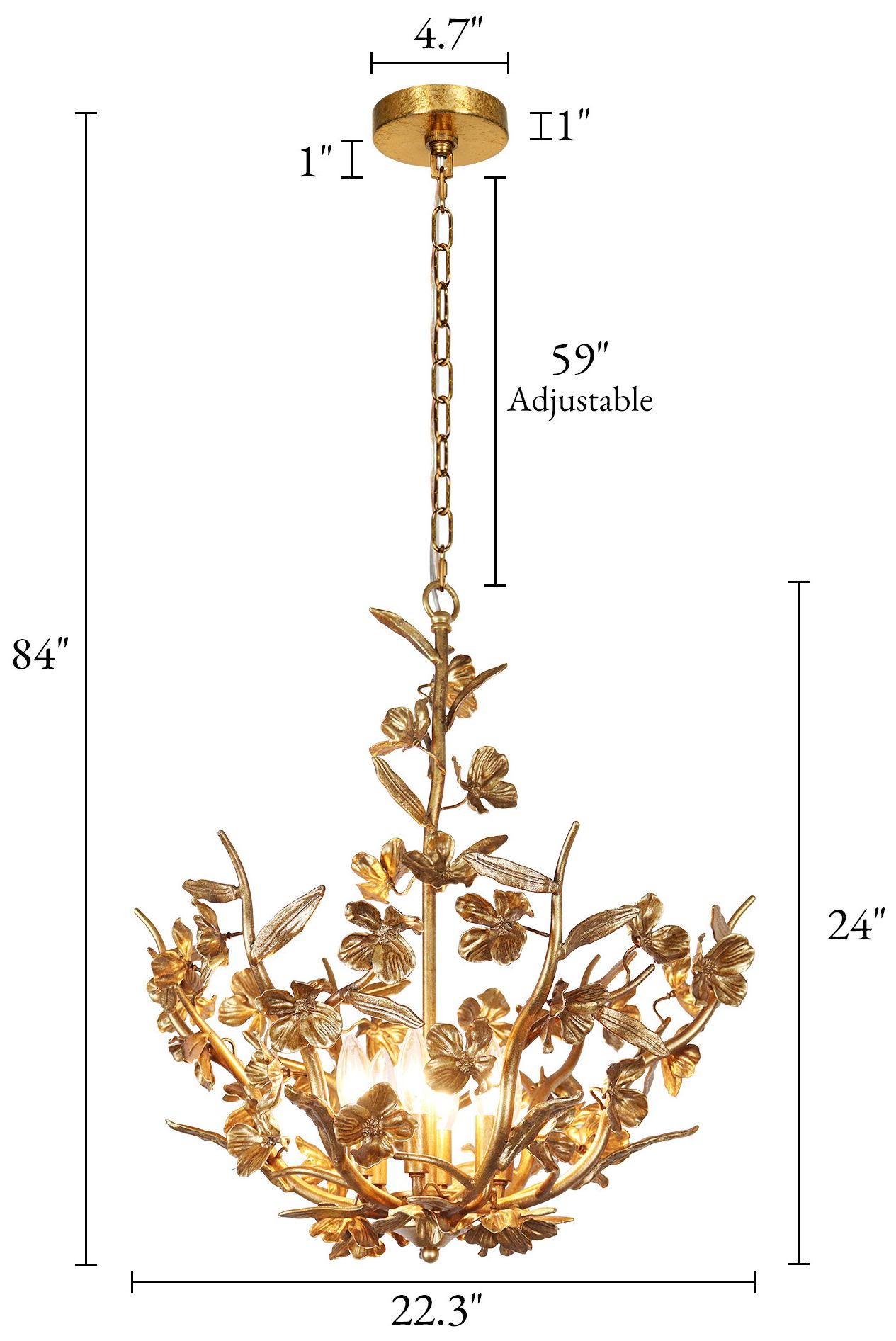 Image 3 Glovia 22.3" Wide Gold Leaf Floral 6-Light Chandelier more views