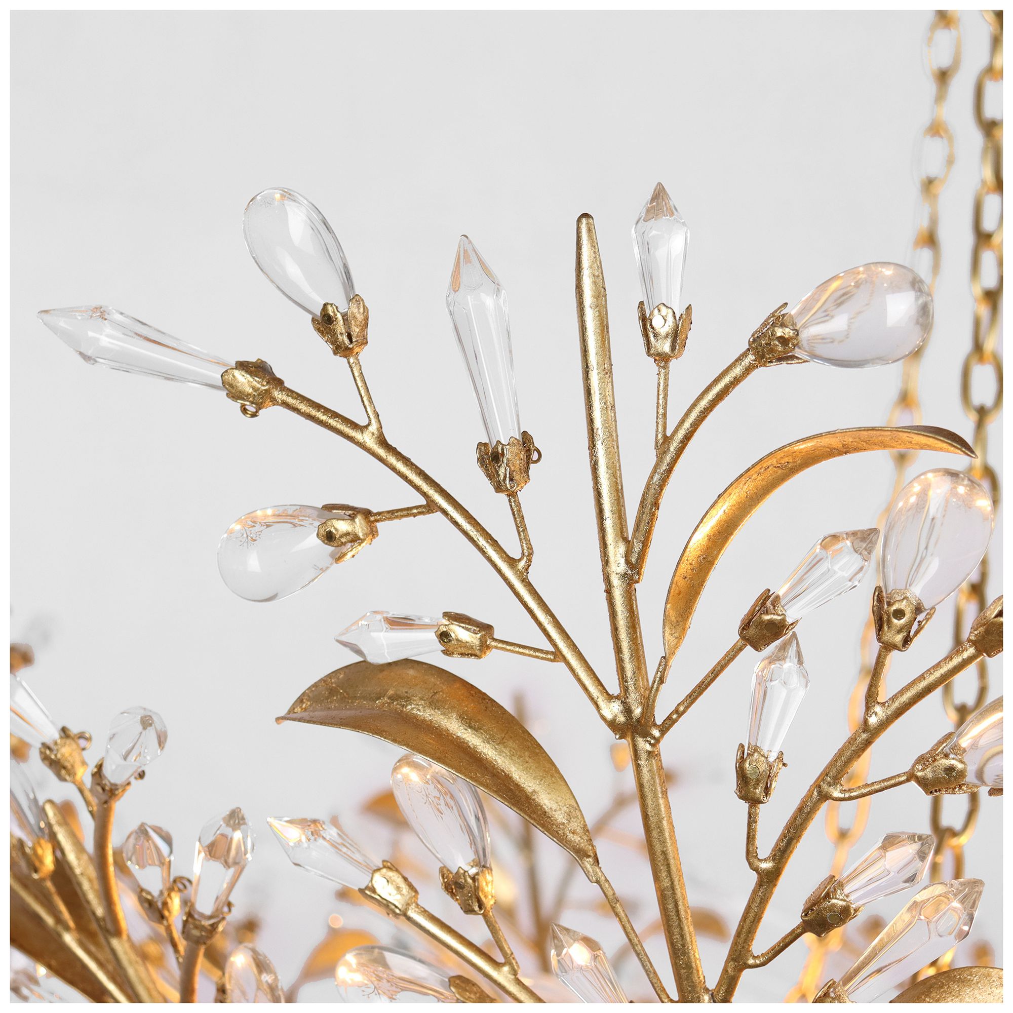 Image 2 Glovia 28.2" Wide Gold Leaf Floral Crystal 6-Light Chandelier more views