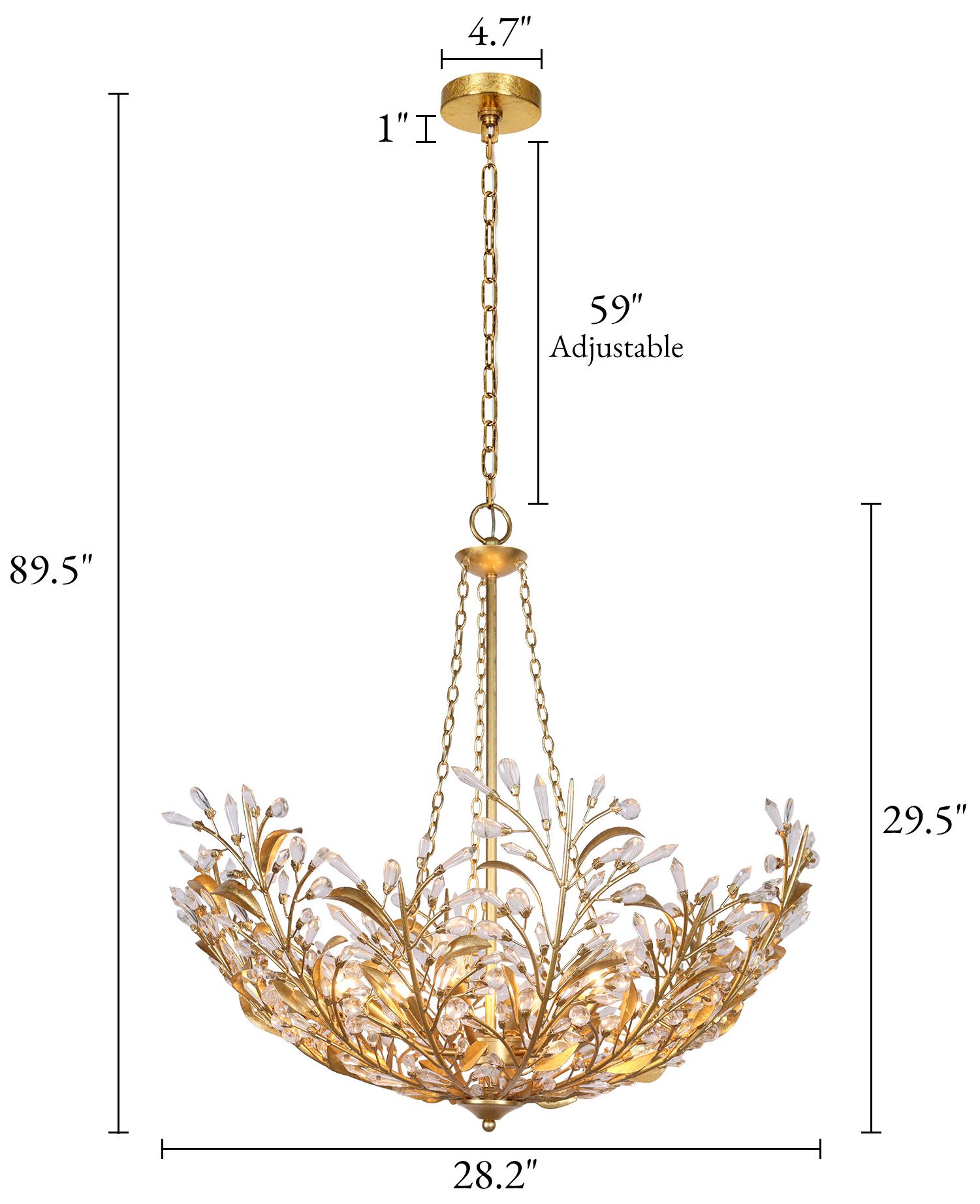 Image 3 Glovia 28.2" Wide Gold Leaf Floral Crystal 6-Light Chandelier more views
