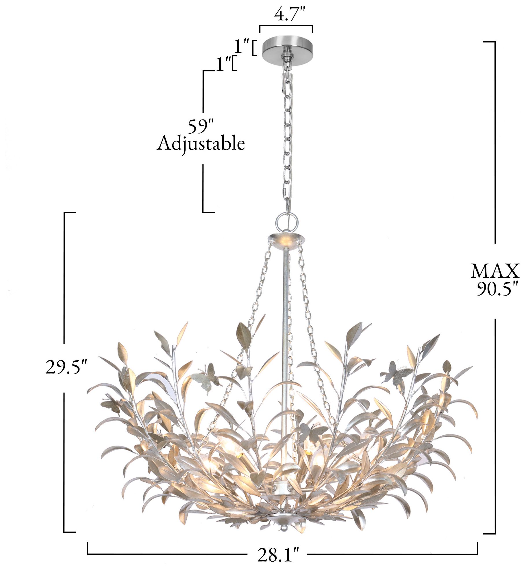Image 3 Glovia 28.2" Wide Silver Leaf Floral 6-Light Chandelier more views