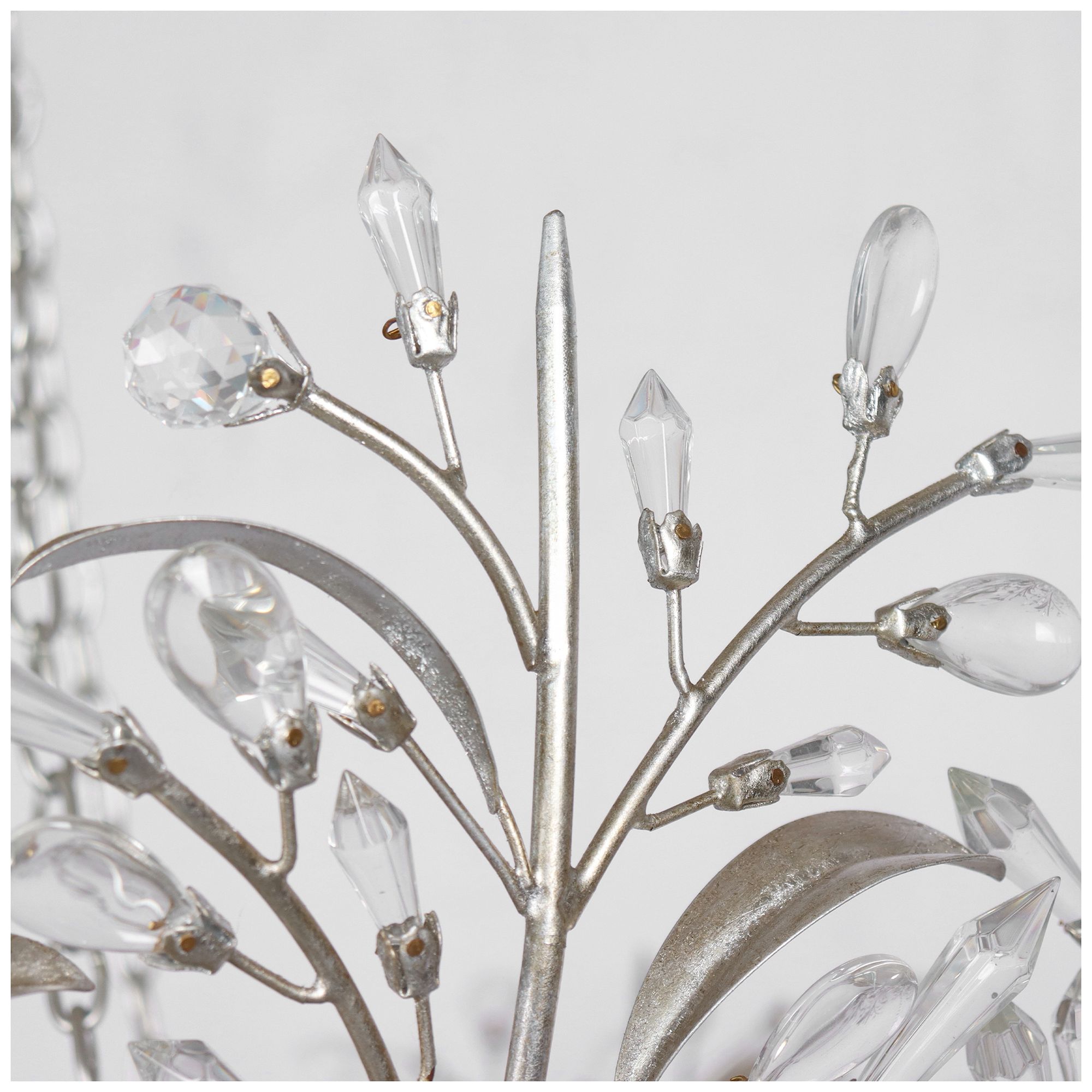 Image 2 Glovia 28.2" Wide Silver Leaf Floral Crystal 6-Light Chandelier more views