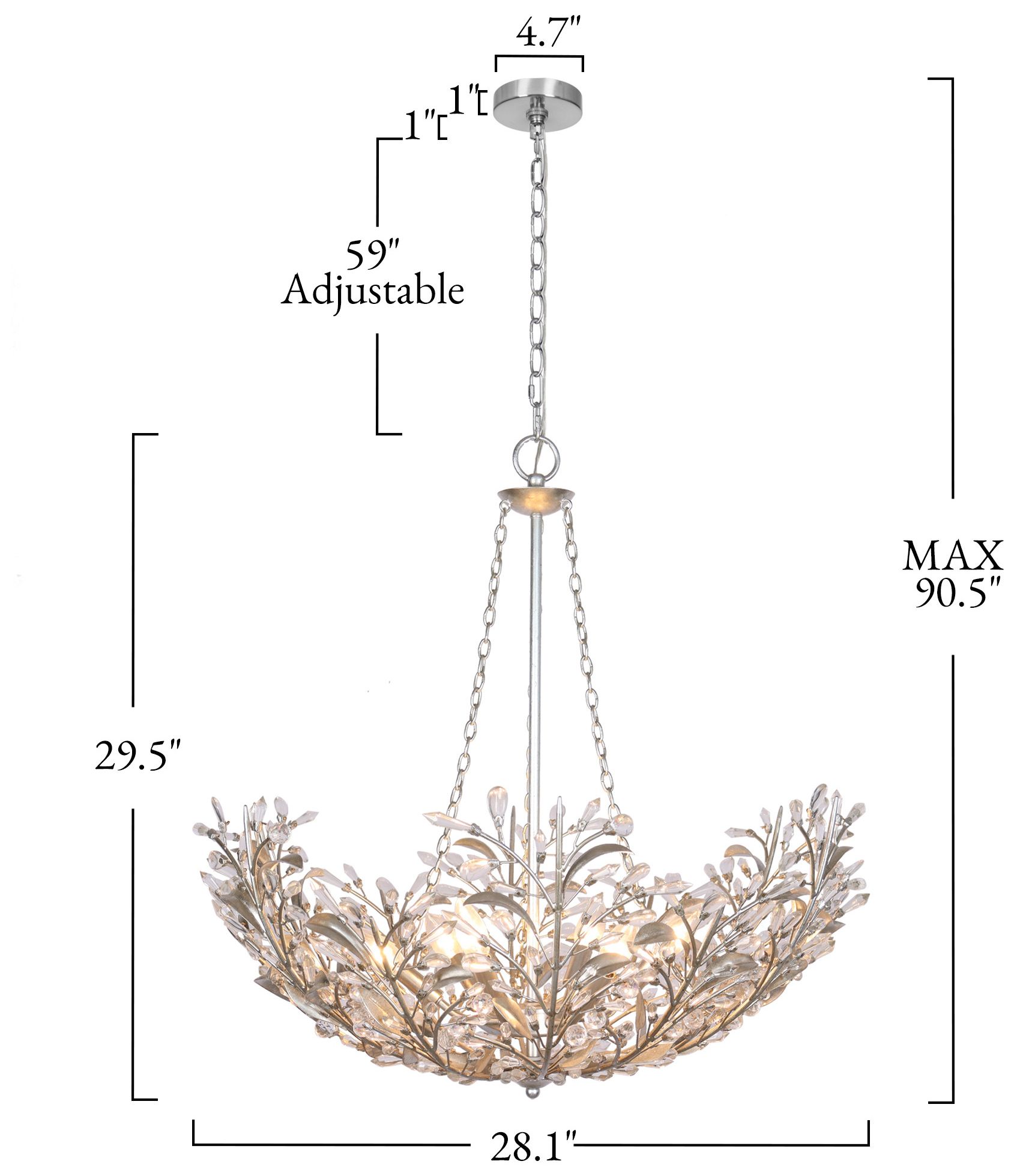 Image 3 Glovia 28.2" Wide Silver Leaf Floral Crystal 6-Light Chandelier more views